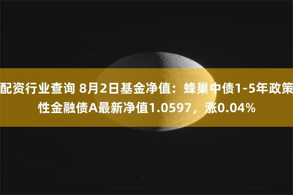 配资行业查询 8月2日基金净值：蜂巢中债1-5年政策性金融债A最新净值1.0597，涨0.04%