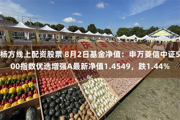 杨方线上配资股票 8月2日基金净值：申万菱信中证500指数优选增强A最新净值1.4549，跌1.44%